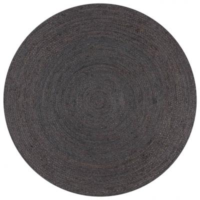 Emaga vidaxl ręcznie wykonany dywan z juty, okrągły, 90 cm, ciemnoszary
