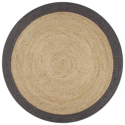 Emaga vidaxl ręcznie wykonany dywanik, juta, ciemnoszara krawędź, 90 cm