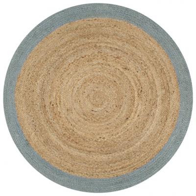 Emaga vidaxl ręcznie wykonany dywanik, juta, oliwkowozielona krawędź, 150 cm