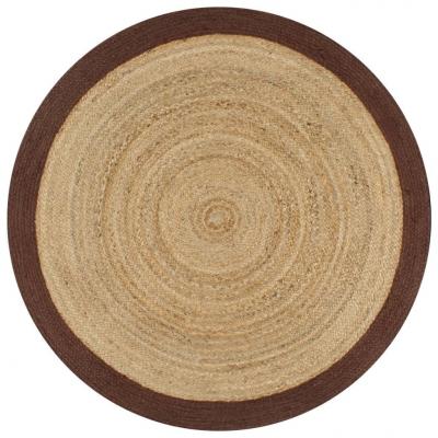 Emaga vidaxl ręcznie wykonany dywanik, juta, brązowa krawędź, 90 cm
