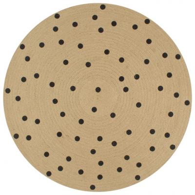 Emaga vidaxl ręcznie wykonany dywanik, juta, w kropki, 120 cm