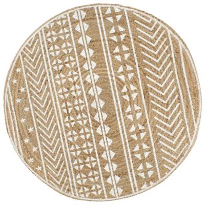 Emaga vidaxl ręcznie wykonany dywanik, juta, biały nadruk, 90 cm