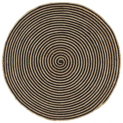 Emaga vidaxl dywanik ręcznie wykonany z juty, spiralny wzór, czarny, 90 cm