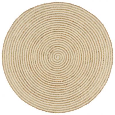 Emaga vidaxl dywanik ręcznie wykonany z juty, spiralny wzór, biały, 90 cm
