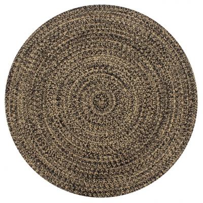 Emaga vidaxl ręcznie wykonany dywanik, juta, czarny i naturalny, 90 cm