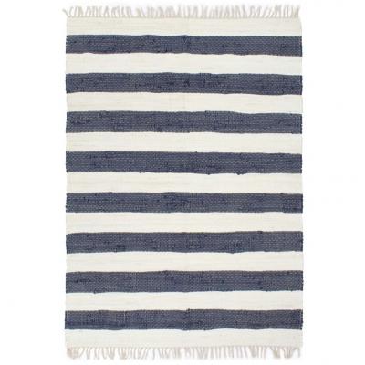 Emaga vidaxl ręcznie tkany dywan chindi, bawełna, 200x290cm, biało-niebieski