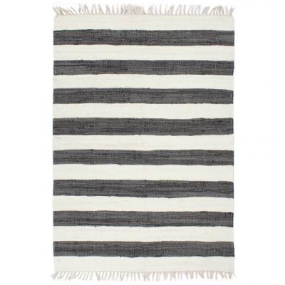 Emaga vidaxl ręcznie tkany dywan chindi 200x290cm bawełna, antracytowo-biały