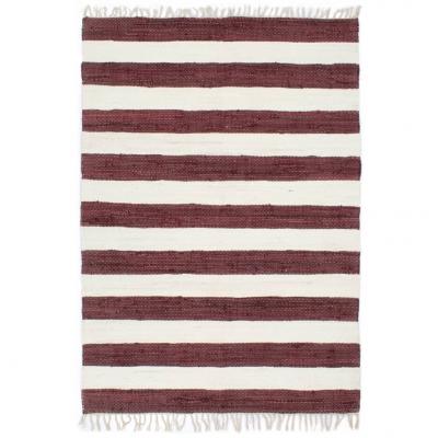 Emaga vidaxl ręcznie tkany dywan chindi 120x170cm, bawełna, burgundowo-biały