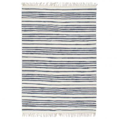 Emaga vidaxl ręcznie tkany dywan chindi 160x230 cm, bawełna, biało-niebieski