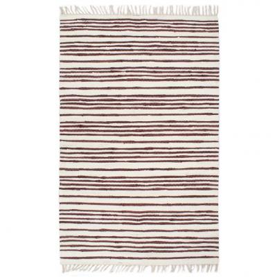 Emaga vidaxl ręcznie tkany dywan chindi 160x230cm, bawełna, burgundowo-biały