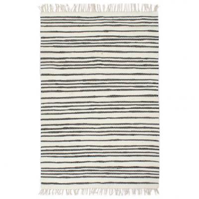 Emaga vidaxl ręcznie tkany dywan chindi 200x290cm bawełna, antracytowo-biały