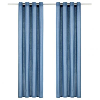 Emaga vidaxl zasłony, metalowe kółka, 2 szt., bawełna 140x245 cm, niebieskie