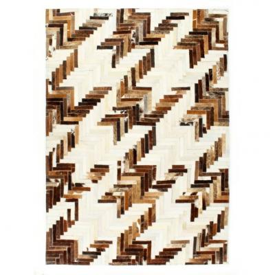 Emaga vidaxl dywan, skóra z włosiem, patchwork, 120x170 cm, brąz/biały