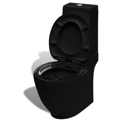 Emaga vidaxl toaleta ceramiczna, odpływ poziomy, czarna