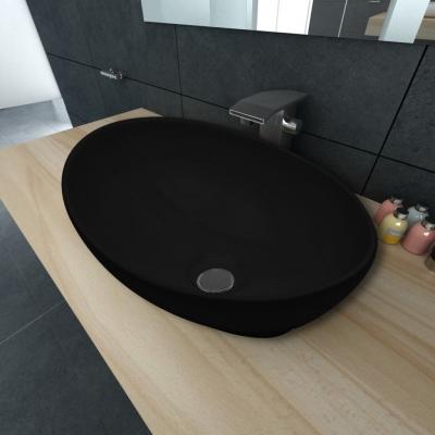 Emaga vidaxl luksusowa ceramiczna umywalka, owalna, czarna, 40 x 33 cm