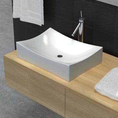 Emaga umywalka łazienkowa, biała porcelana nietypowy kształt