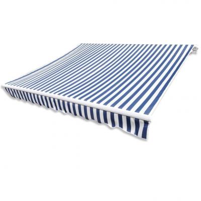 Emaga vidaxl tkanina do markizy, niebiesko-biała, 3 x 2,5 m (bez ramy)