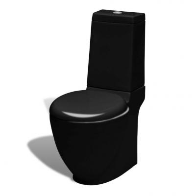 Emaga vidaxl ceramiczna toaleta ze spłuczką, okrągła, odpływ pionowy, czarna