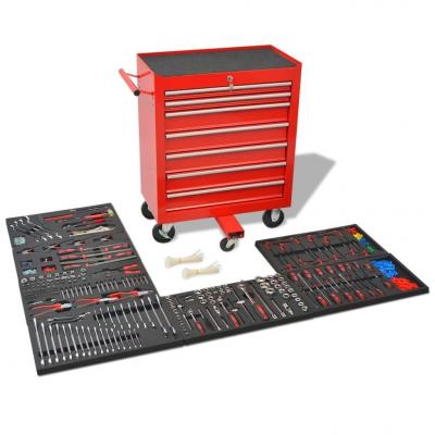 Emaga vidaxl wózek warsztatowy z 1125 narzędziami, stalowy, czerwony
