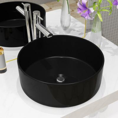 Emaga vidaxl umywalka ceramiczna, okrągła, 40 x 15 cm, czarna