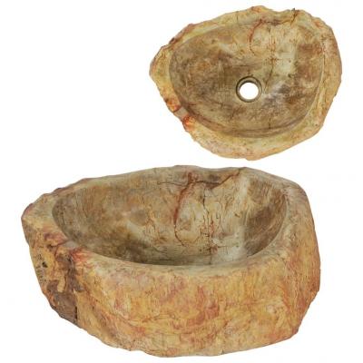 Emaga vidaxl umywalka, 45 x 35 x 15 cm, skamieniałe drewno, kremowa