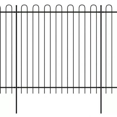 Emaga vidaxl ogrodzenie palisadowe z łukami, stal, 600x200 cm, czarne