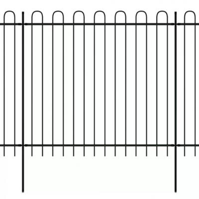 Emaga vidaxl ogrodzenie palisadowe z łukami, stal, 600x175 cm, czarne