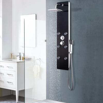 Emaga vidaxl panel prysznicowy, szkło, 25 x 44,6 x 130 cm, czarny