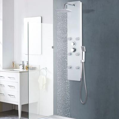 Emaga vidaxl panel prysznicowy, szkło, 25 x 44,6 x 130 cm, biały