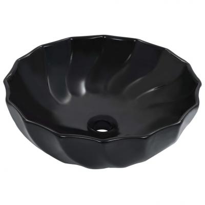 Emaga vidaxl umywalka, 46 x 17 cm, ceramiczna, czarna