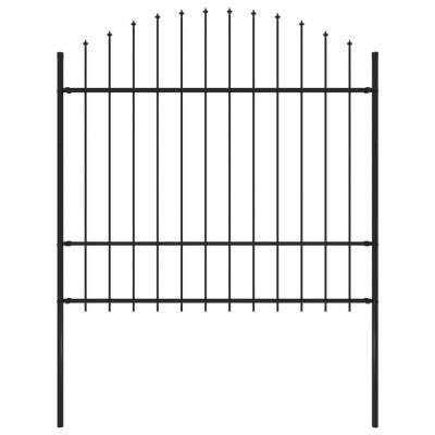 Emaga vidaxl panel ogrodzeniowy z grotami, stal, (1,5-1,75) x 1,7 m, czarny
