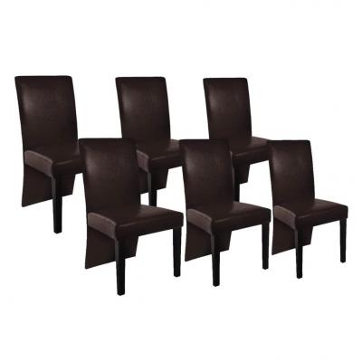 Emaga vidaxl krzesła stołowe, 6 szt., ciemnobrązowe, sztuczna skóra
