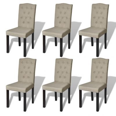 Emaga vidaxl krzesła stołowe, 6 szt., beżowe, tkanina