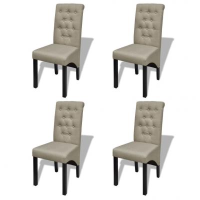 Emaga vidaxl krzesła stołowe, 4 szt., beżowe, tkanina