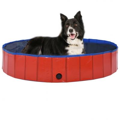 Emaga vidaxl składany basen dla psa, czerwony, 160 x 30 cm, pvc