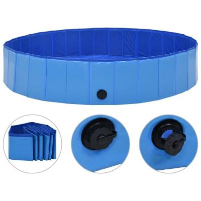 Emaga vidaxl składany basen dla psa, niebieski, 160 x 30 cm, pvc