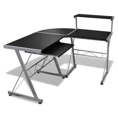 Emaga vidaxl biurko komputerowe z ruchomą półką na klawiaturę, czarne