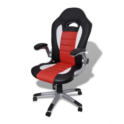 Emaga nowoczesny skórzany fotel biurowy (czerwony)