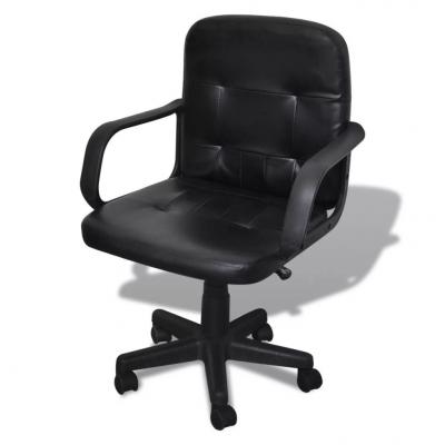 Emaga fotel biurowy skórzany (59 x 51 x 81-89 cm) czarny