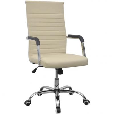 Emaga vidaxl krzesło biurowe, sztuczna skóra, 55 x 63 cm, kremowe