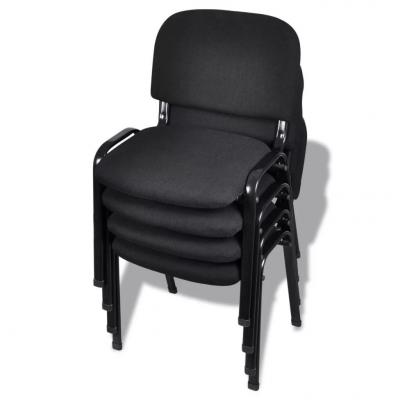 Emaga vidaxl krzesło biurowe tapicerowane tkaniną 4 szt., sztaplowane, czarne