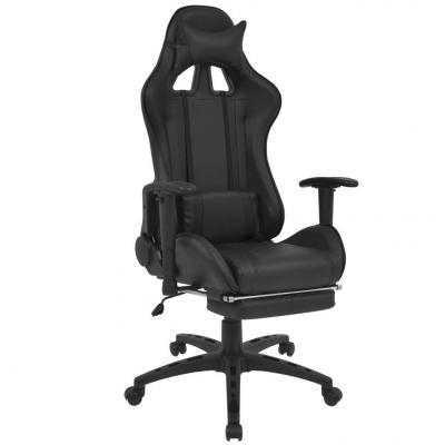 Emaga vidaxl regulowane krzesło biurowe z podnóżkiem, czarne