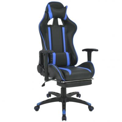 Emaga vidaxl regulowane krzesło biurowe z podnóżkiem, niebieskie