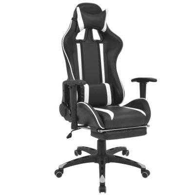 Emaga vidaxl regulowane krzesło biurowe z podnóżkiem, białe