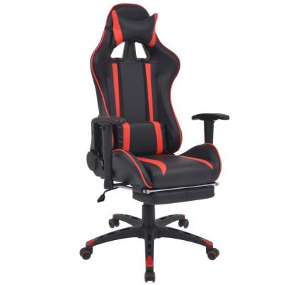 Emaga vidaxl regulowane krzesło biurowe z podnóżkiem, czerwone