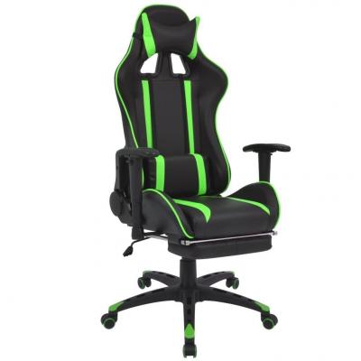 Emaga vidaxl regulowane krzesło biurowe z podnóżkiem, zielone