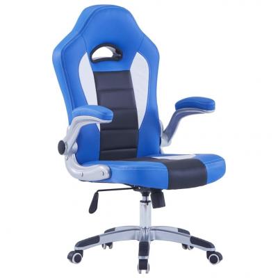 Emaga vidaxl fotel dla gracza, niebieski, sztuczna skóra