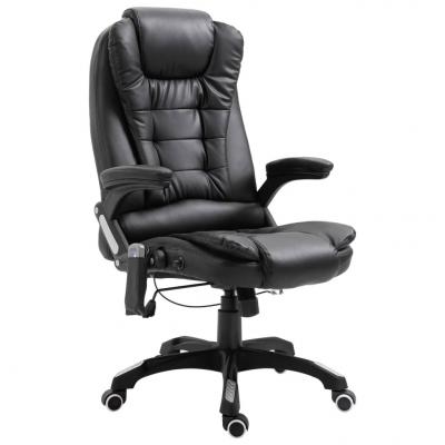 Emaga vidaxl krzesło biurowe z masażem, czarne, sztuczna skóra