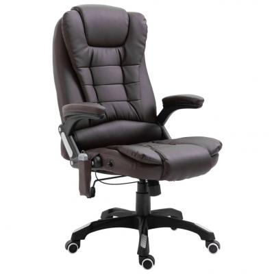 Emaga vidaxl krzesło biurowe z masażem, brązowe, sztuczna skóra