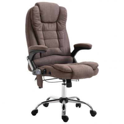Emaga vidaxl krzesło biurowe z masażem, brązowe, poliester